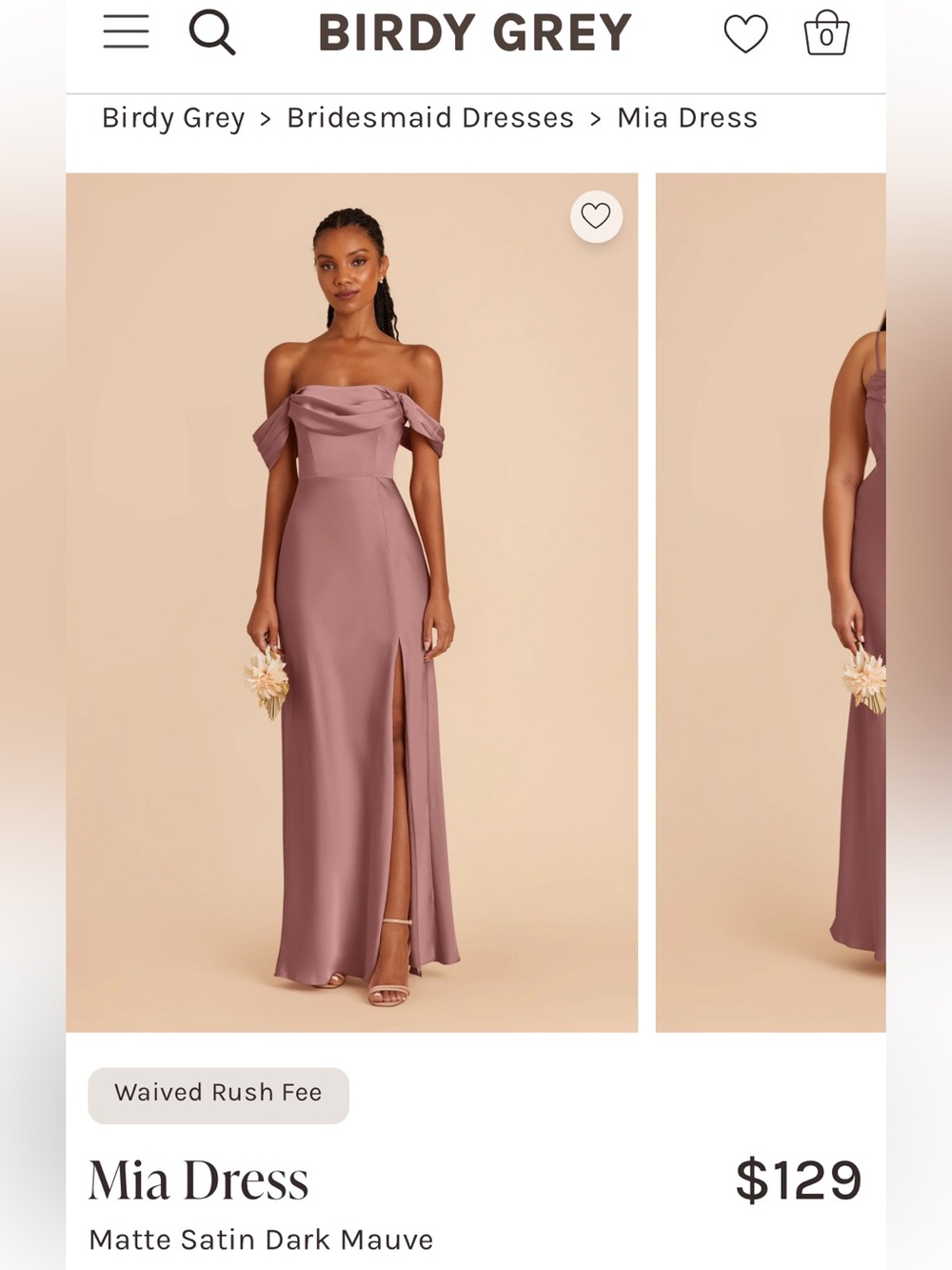 🤍 Birdy Grey Strapless Matte Satin Dress in Dark Mauve size small